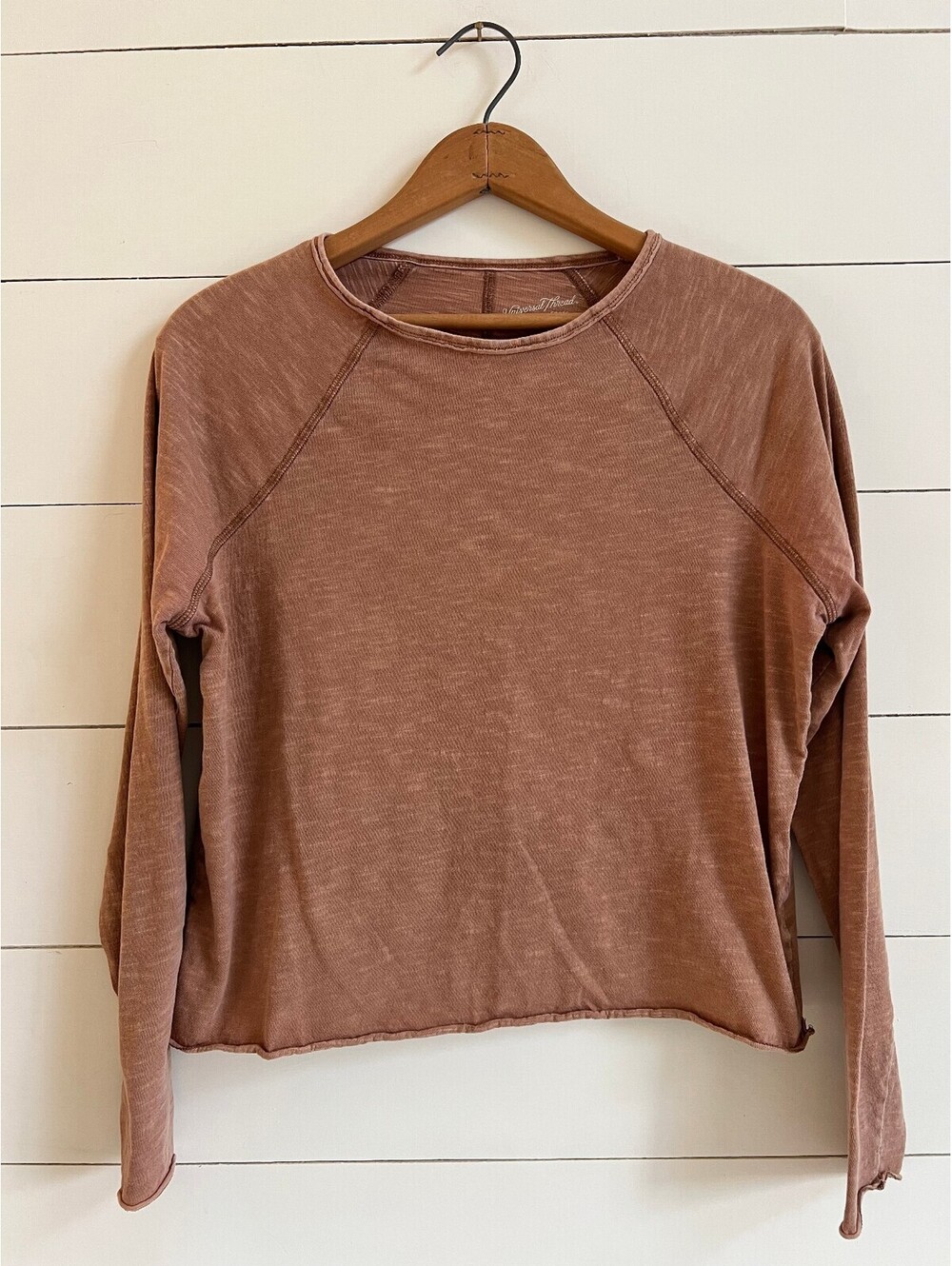 Universal Thread Brown Raglan Tee Shirt Women's XS Casual Fall Boho Minimalist
